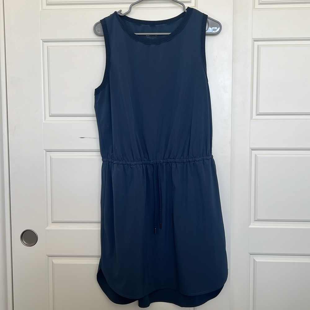 Athleta Navy Athleisure Drawstring Waist Dress